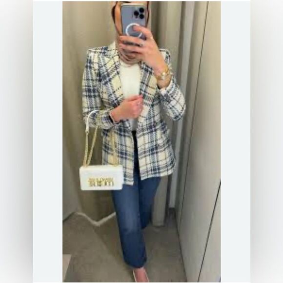 Primark Double Breasted Blazer in Navy and White size 12 - Picture 9 of 16